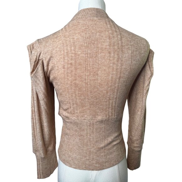 2/$30 NWT Band Of The Free XS Tan Ribbed Long Pleated Sleeve Sweater - Picture 9 of 11